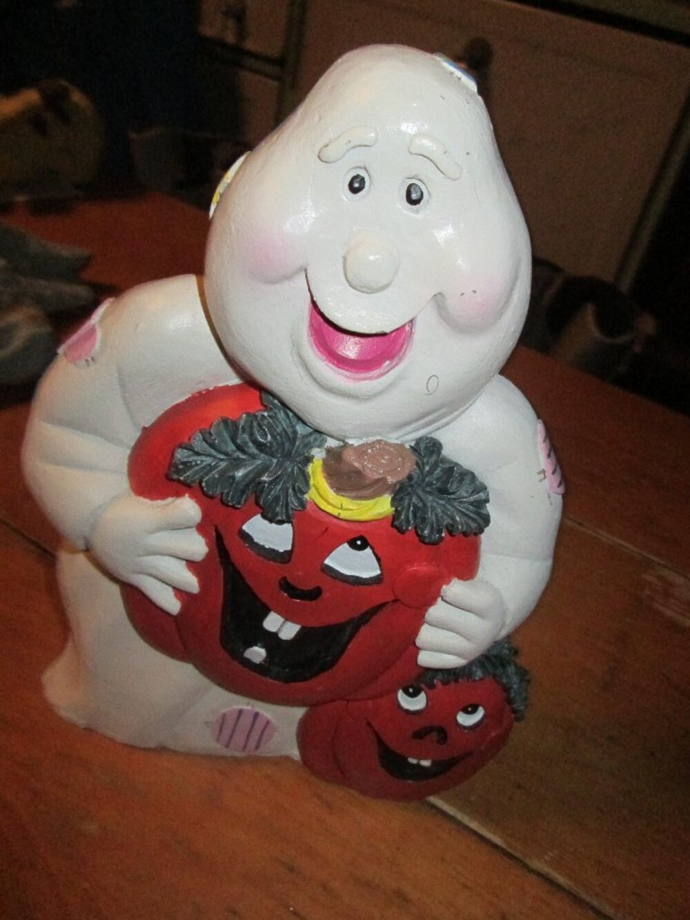 Home ceramics vtg 2000 Ghost and pumpkin cutest face 10 in